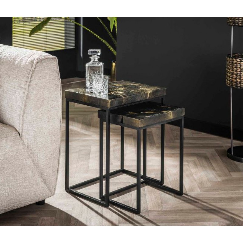 ZI Kimber Nesting Tables Black Gold